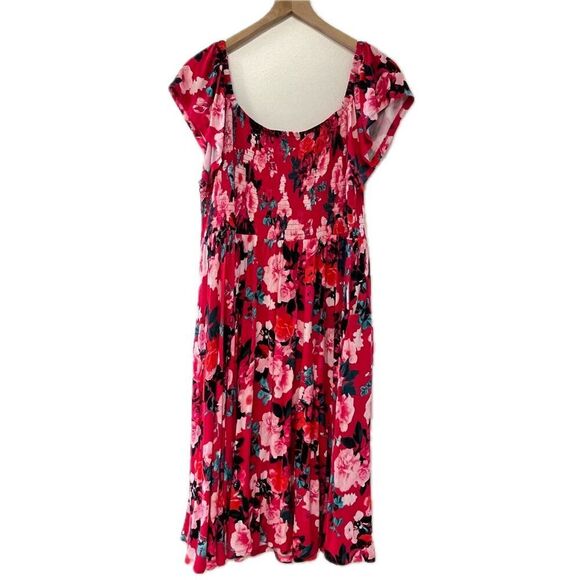 Torrid Red & Pink Floral Dress - Size 2X - Picture 5 of 6
